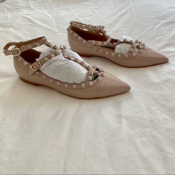SOLD - Valentino Nude Patent Leather Rockstud Caged Ballet Flat - Picture 6 of 15